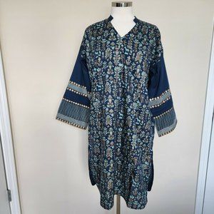 Beechtree Luxury Pret Navy Blue Aqua Gold Size 10 Pakistan Pakistani New NWT